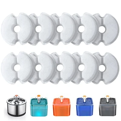 Image of Cat Water Fountain Filters 10 Pack, Yiupea Replacement Suitable for 2L/2.5L Drinking Fountain,Cotton Activated Carbon &amp; Resine with Triple Filtration
