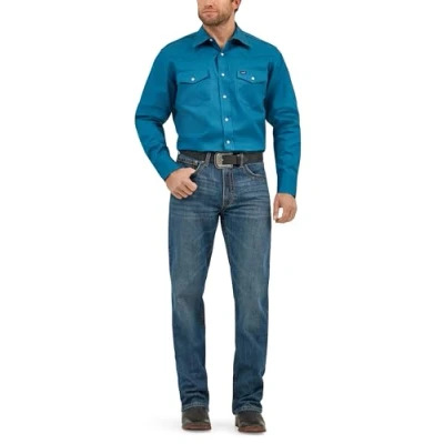 Image of Wrangler Men&#039;s Ms71419t button down shirts, Dark Teal, 3XL UK