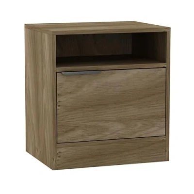 Image of URBNLIVING 1 Door Bedside Oak Table Nightstand Shelf File Cabinet Storage for Bedroom Wooden Furniture Modern Sofa Side End Compact Unit Living Room H49.5cm x W45cm D35cm