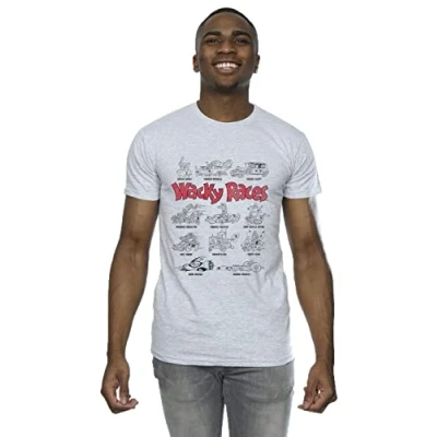 Image of Absolute Cult Wacky Races Men&#039;s Car Lineup T Shirt Sport Grey XXX Large