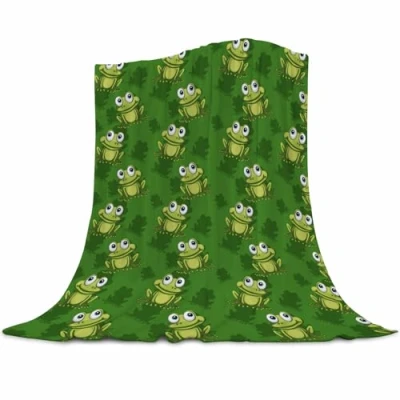 Image of Gaakvrr Cute Frog Blanket Throw Flannel Plush for Bed Couch Sofa Chair, Gifts Women Girls Stuff Birthday Christmas Decor Green 130x150cm(50x60 Inch)