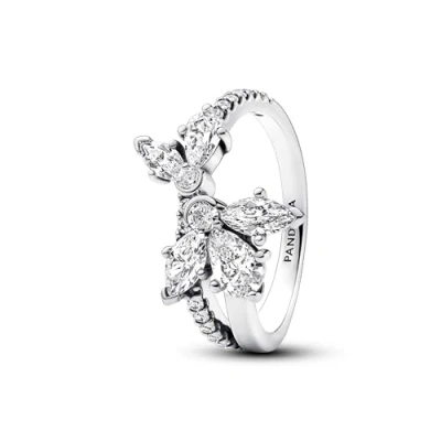 Image of Pandora Timeless Herbarium cluster sterling silver ring with clear cubic zirconia, 56