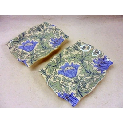 Image of Heron Cross Pottery William Morris anemone design soap trays.