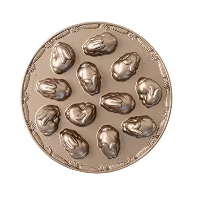 Image of Nordic Ware Baby Bunny Bites Cakelet Pan, Cast Aluminium Cake Tin with Cute Design, Premium Non Stick Pan Made in The USA, Colour: Toffee, 2 Cup Capacity