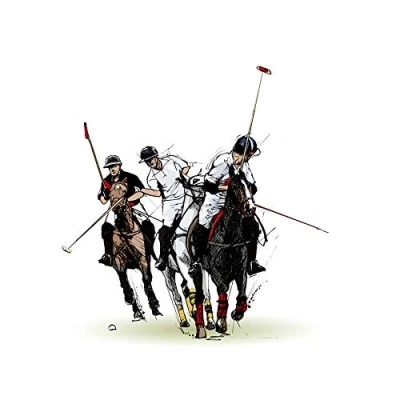 Image of Wee Blue Coo Polo Illustration Sport Horses Art Print Canvas Premium Wall Decor Poster