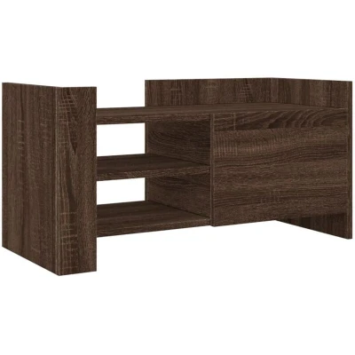 Image of vidaXL Brown Oak TV Cabinet Modern Engineered Wood Stand with Ample Storage and Practical Door, 80x35x40cm, Living Room/Bedroom Use