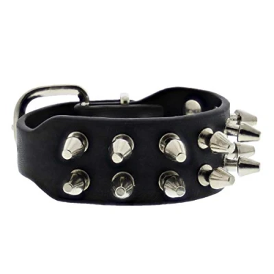Image of Zac&#039;s Alter Ego Black 2 Row Spike Studded Leather Bracelet with Buckle
