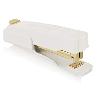 Image of Swingline Vintage Stapler, 20 Sheet Capacity, Jam Free, Compact, Built in Staple Remover, Metal, White and Gold (S7042301AZ)