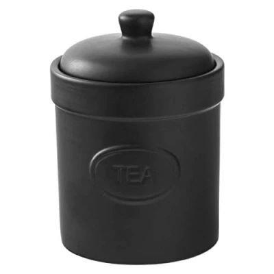 Image of BIA Tea Canister Matte Black Storage Jar Stoneware Kitchen &amp; Organisation Available in White and