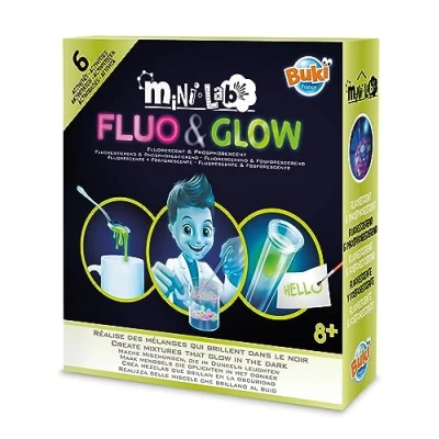 Image of Buki France Mini Lab Fluo &amp; Glow. Kids Chemistry Set. Childrens Science Experiments. STEM Toy. Gift Suitable for Boys Girls 8+