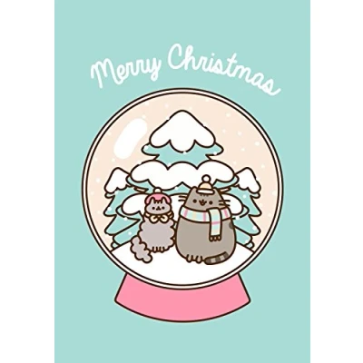 Image of Pusheen The Cat Merry Christmas Globe Blank Card