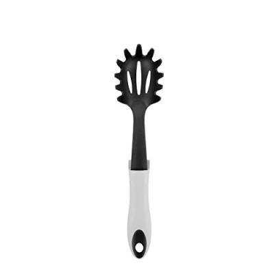 Image of Chef Aid Black Nylon Spaghetti Spoon with Rest and Grip Handle, Ideal for use Non stick Kitchenware