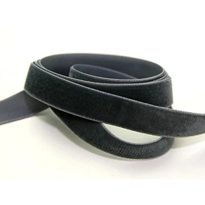 Image of Berisfords Velvet Ribbon Mini roll 9689 Gris Fonce 36mm per 5 metre