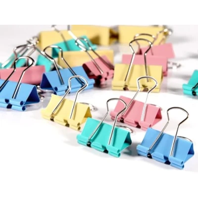Image of Juliyeh Binder Clips 16PCS 32mm Metal Bulldog Large Assorted Foldback Bull Medium Paper Stationary Set Document for Office School Home Shops(4 Colour)
