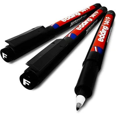 Image of Edding 141F Permanent Pen Fine 0.6mm Nib Pack of 3 Black