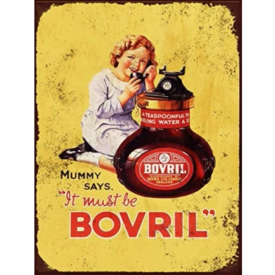 Image of Mummy Says Bovril Girl inspired Vintage Retro Man Cave Bar Pub Shed Novelty Gift Aluminium Metal Tin Wall Décor Sign