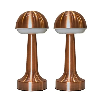 Image of Set of 2 MiniSun Contemporary Petite Wireless Portable Outdoor Garden Copper Touch Table Lamp with an Integrated Rechargeable LED Mood Light Indoor/Outdoor Use