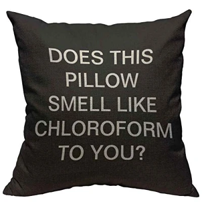 Image of VERSUSWOLF Throw Pillow Covers Chloroform Joke Humor Cotton Linen Decorative Square Pillowcases Cushion Cover 18 X Inch