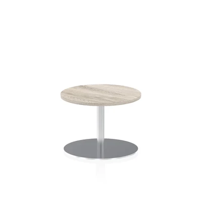 Image of Italia 600mm Poseur Round Table Grey Oak Top 475mm High Leg