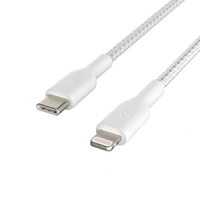 Image of Belkin Boost Charge Lightning USB C Braided Cable 2 Meters White