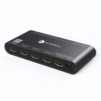 Image of gofanco Prophecy Intelligent 1x4 HDMI Splitter 4K 60Hz HDR @60Hz 4:4:4, 18Gbps Auto Scaling, 2.0a, HDCP 2.2, 3D, EDID, Cascadable, Firmware Upgradable 4 Port, 1 In Out (PRO HDRSplit4P)