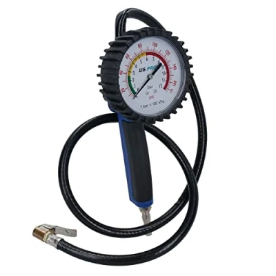Image of Heavy Duty Tyre Inflator Gauge With Long Reach Hose 1 Metre 0 170 PSI