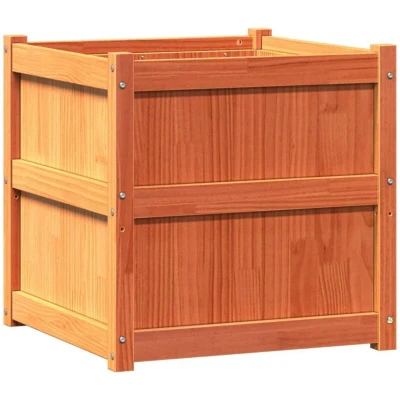 Image of vidaXL Garden Planter Wax Brown 60x60x60 cm Solid Wood Pine