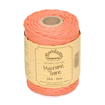 Image of 50M Spools Everlasto Single Twist Soft Cotton Coloured Macrame Craft Twine 38/6 (4mm approx) (Orange)
