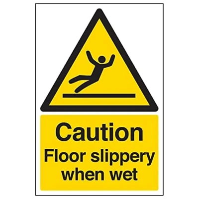 Image of Warning General Caution Floor Slippery When Wet 200 X 300mm Restickable Safety Sign