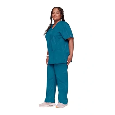 Image of CHEROKEE Men Man Scrub Top Originals Medical Clothing with 3 Pockets V Neck WWE4876 Caribbean Blue S