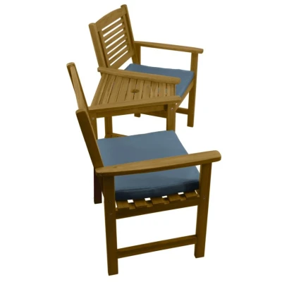 Image of Wooden Companion Love Seat Garden Chairs 2 Tier Table Parasol Hole Corner Bench Bistro Set Twin Seater Jack &amp; Jill Outdoor Patio Furniture 320kg Capacity Solid Acacia Hardwood FREE Cushions