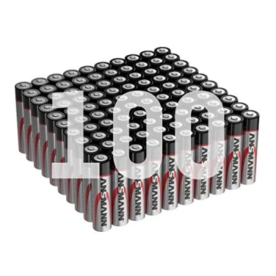 Image of Ansmann Batteries AAA Pack of 100 Alkaline Micro Battery Ideal for Fairy Lights, LED Torch, Toy, Remote Control, Weather Station, Radio, Night Light, Clock,