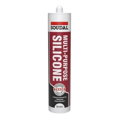 Image of Soudal Trade Multi Purpose Silicone Sealant Mould Resistant Waterproof 290ml (Brown)