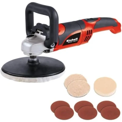 Image of Einhell CC PO 1100/1E Polishing And Sanding Machine 1100W, Spindle Lock, Hook Loop Fastener Car Kit With Accessories Plastic Case