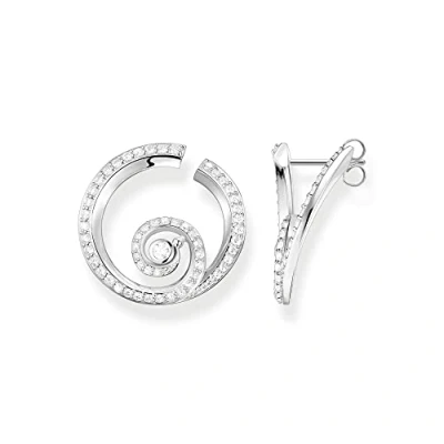 Image of THOMAS SABO Women Ear studs wave with stones 925 Sterling Silver H2227 051 14