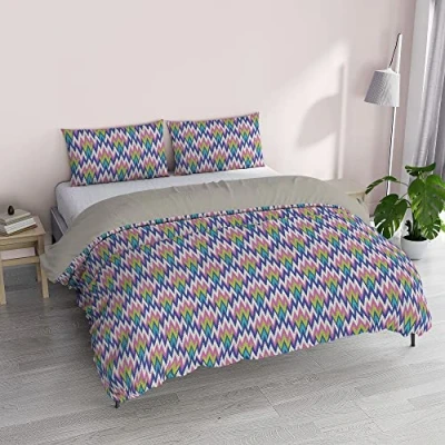 Image of Italian Bed Linen Fantasy Microfibre Duvet Cover Set, Zig Zag, Double