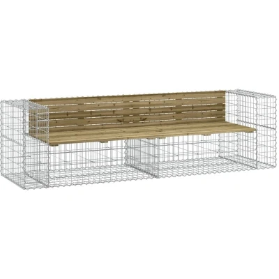 Image of vidaXL Garden Bench Gabion Design 244x71x65.5 cm Impregnated Wood Pine
