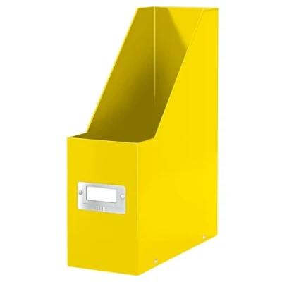 Image of Leitz Magazine File Holder, A4, Cardboard Document Storage Box with Label, Foldable, for Home, Office &amp; School, Click and Store Range 60470016 Yellow