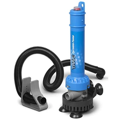 Image of Camco TRAC Outdoors Portable Bilge Pump Features a Self Priming Centrifugal Pump, 250 GPH Flow Rate, and is Designed for Boats, Dinghies, Inflatable Small Watercrafts, More (69341)