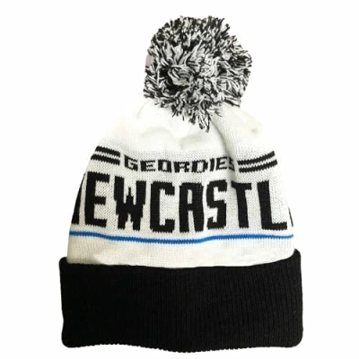 Image of GIFTS 4 ALL New Newcastle Winter Ski Hat, Woolly Unisex Rugby &amp; Football Fans Pompom Bobble Hat