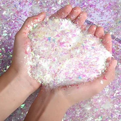 Image of XNHIU 60g Christmas Party Decoration Iridescent Fake Decorative Artificial Snow Flakes Glitter Snowflakes for Tree Holiday Home Winter Ornaments (60g)