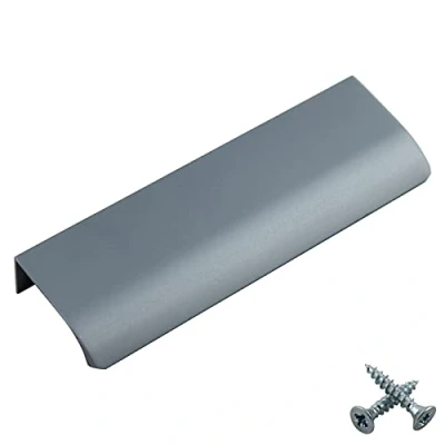 Image of M4TEC Bar Kitchen Cabinet Door Handles Cupboards Drawers Bedroom Furniture Concealed Finger Edge Pull Handle Steel Grey. VD3 Series: 256 mm