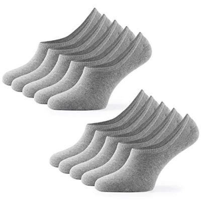 Image of Mens Invisible No Show Low Cut Socks(10 Pair Pack) by Mat &amp; Vic&#039;s Cotton Classic Comfortable Breathable (UK 12 15 / EU 47 50, grey)
