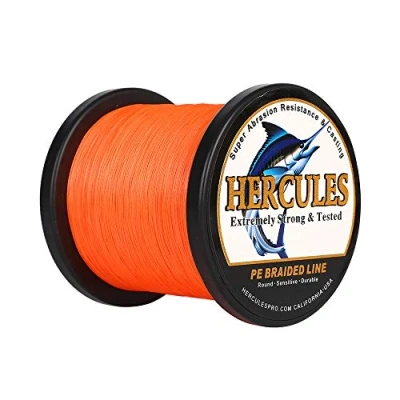 Image of Hercules Braided Fishing Line 2000m 2187yds 6lbs 100lbs Pe Superline 4 Strands (Orange 30lb/13.6kg 0.28mm)