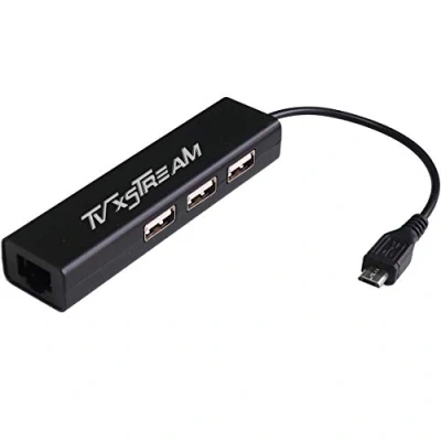 Image of LAN Ethernet Adapter with 3 USB Port Hub Micro Power for TV Streaming Devices, Stick 2nd Gen, 3rd Gen 4K firestick, Plus to DC Cable