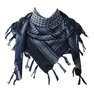 Image of Explore Land Cotton Military Shemagh Tactical Desert Keffiyeh Scarf Wrap Blue