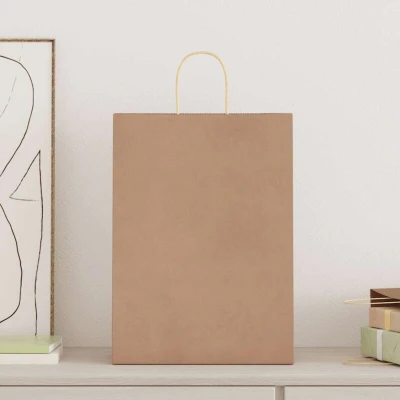 Image of vidaXL Paper Bags 50 pcs with Handles Brown 32x17x44 cm