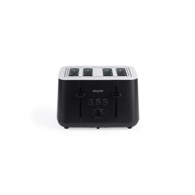 Image of Salter EK5565MBLK Kuro 4 Slice Toaster 7 Levels Of Variable Browning Control, Self Centering Bread Guides, Defrost, Reheat, Cancel Buttons, Anti Jam Function, 1850W, Easy Clean Removable Crumb Tray