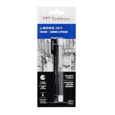 Image of Tombow 57317 Mono Zero Eraser Value Pack, Rectangle 2.5mm. Precision Tip Pen Style with Refill