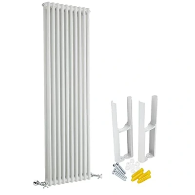 Image of Milano Windsor White Cast Iron Style Vertical Double Column Radiator Feet 1800mm x 470mm
